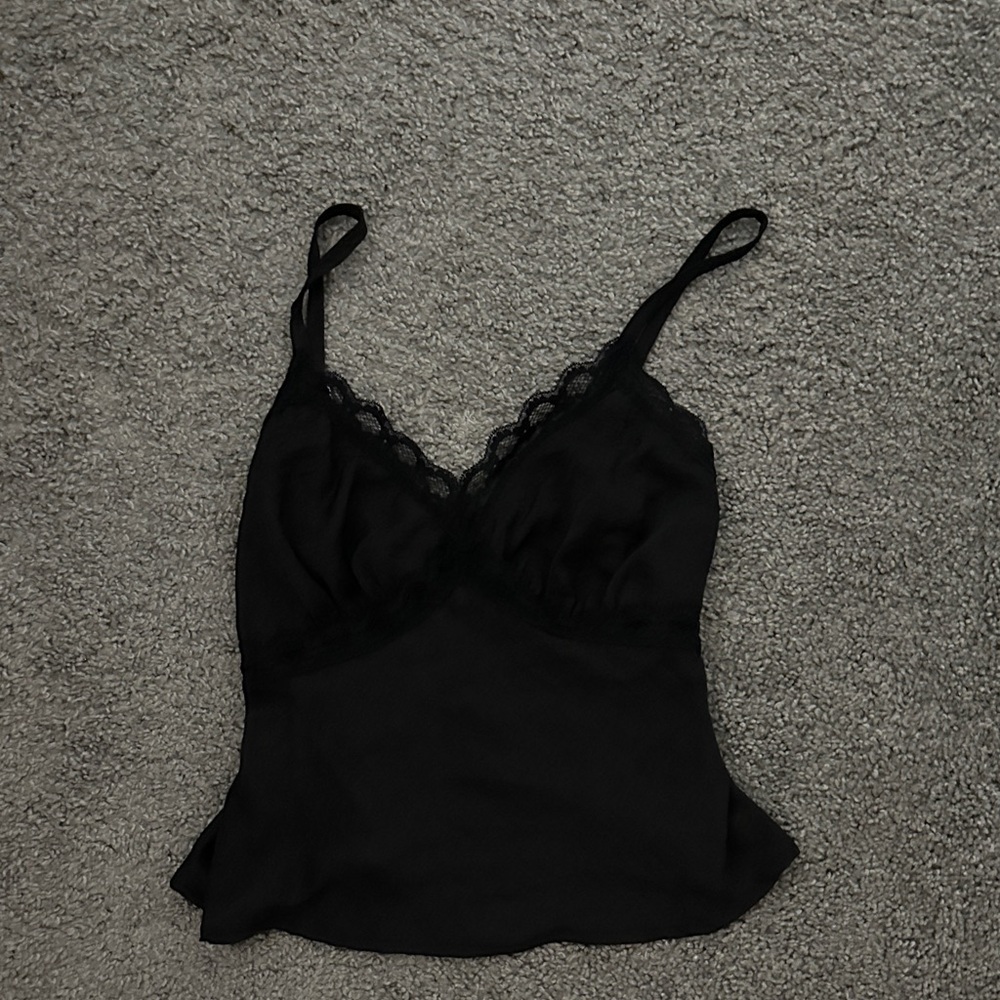 Black Lace Trim Cami Tank Top